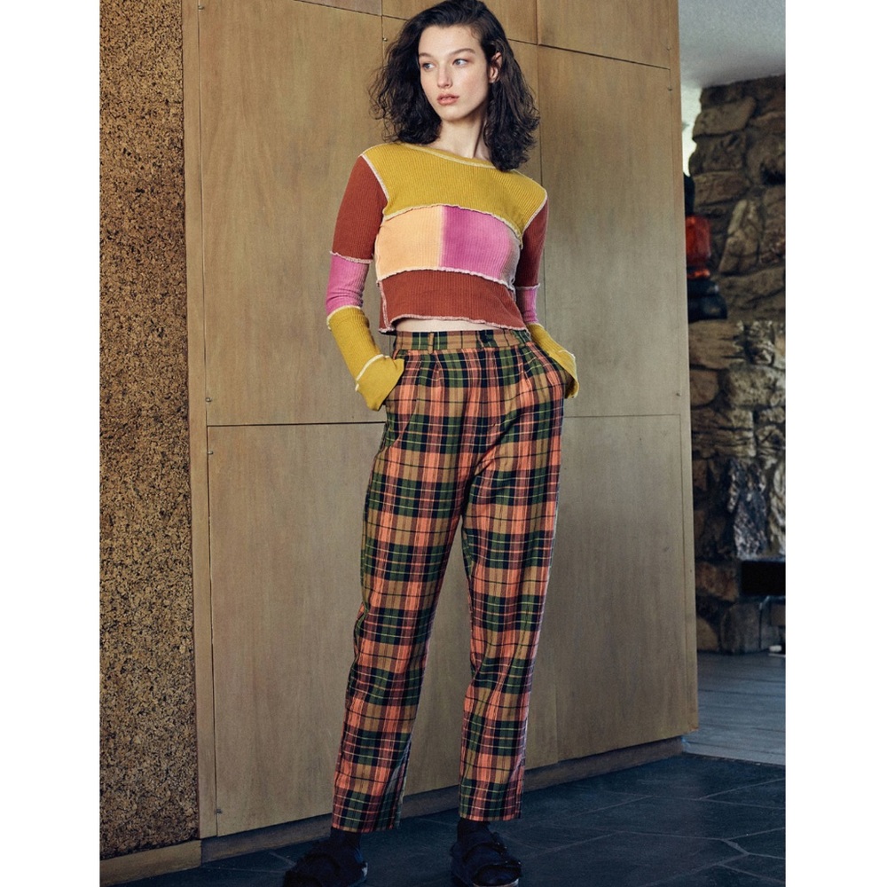 ZGY Denim Check It Pleated Trousers